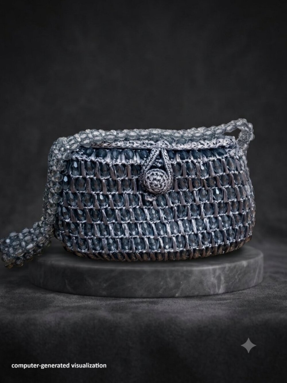 Vintage Mid-century Silver Woven & Beaded Box Bag by Gaymode